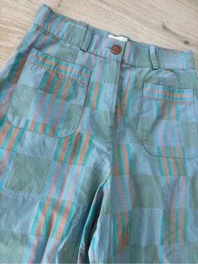 Maria De La Orden high waist wide leg stripe checkered pant 100% cotton